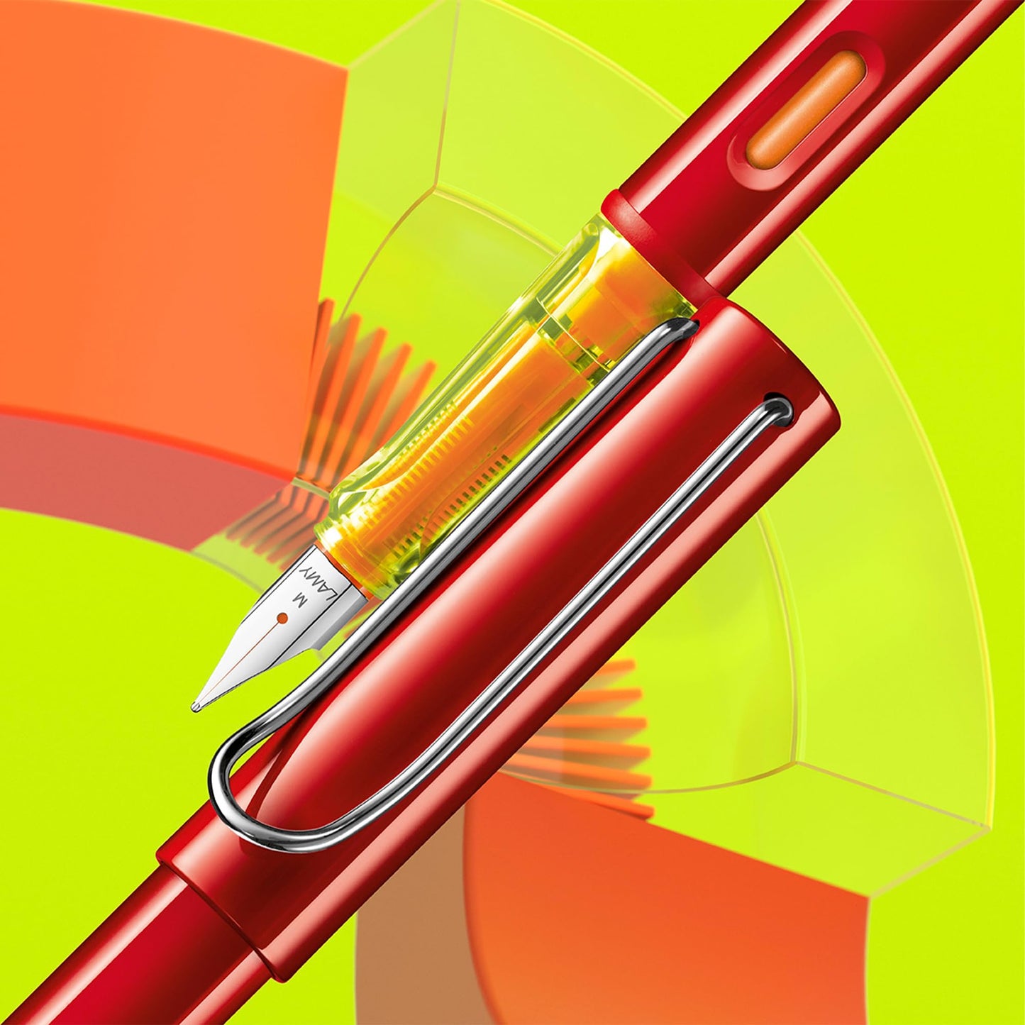 Lamy AL-star glossy red fountain pen with polished steel nib in line width F - 1236535