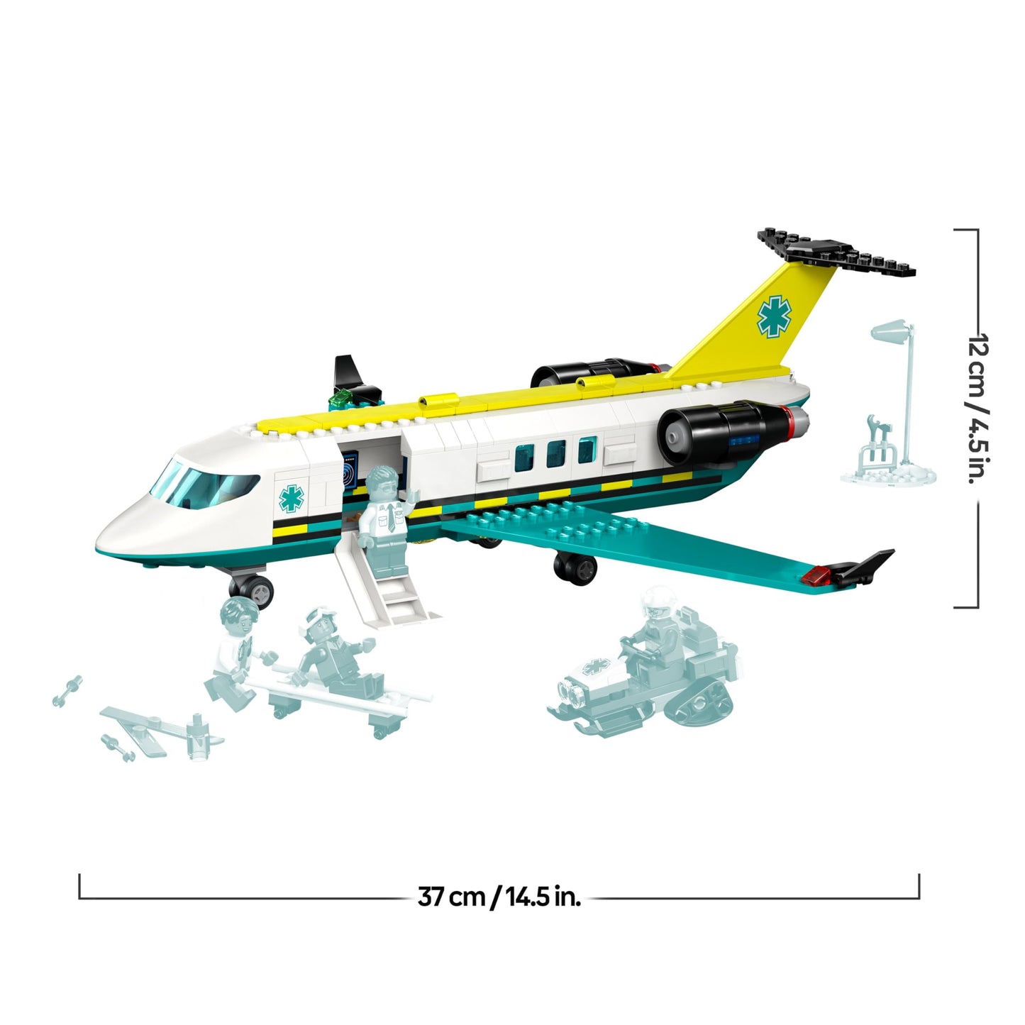 LEGO City Emergency Rescue Plane - Set with plane, snowmobile and 4 mini figures: paramedic, pilot, doctor and skier - great gift for children aged 6 and up - 60465