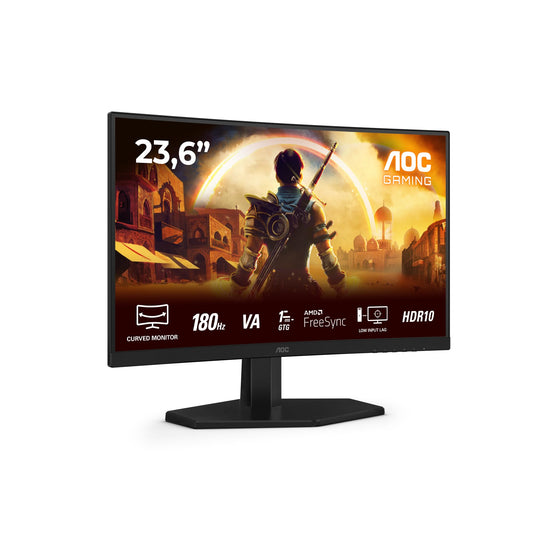 AOC C24G42E 24 inch curved, FHD gaming monitor, 180Hz, VA panel, 4ms GtG, HDR10, FreeSync, speakers, (1920x1080 HDMI 2X 2.0 DP 1x 1.4) black