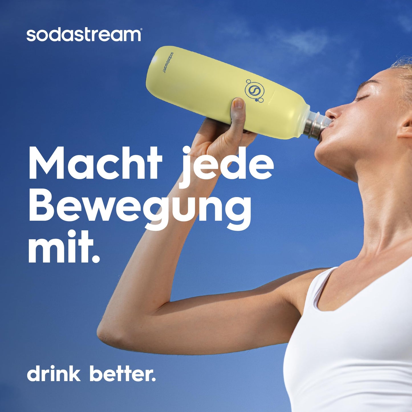 sodastream Fizz & Go stainless steel soda bottle 0.9 l, double-walled insulated thermos bottle, keeps warm & cold, for carbonated drinks, compatible with DUO, TERRA, ART, ENSO & more, lemon yellow - 1062417440