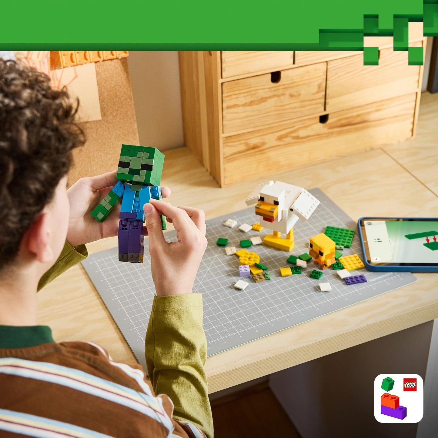 LEGO Minecraft chicken rider - building toy - room decoration for the video game with zombie baby, chicken and chicks - fan item to collect and display - gift for gamers aged 9 and over - 21582