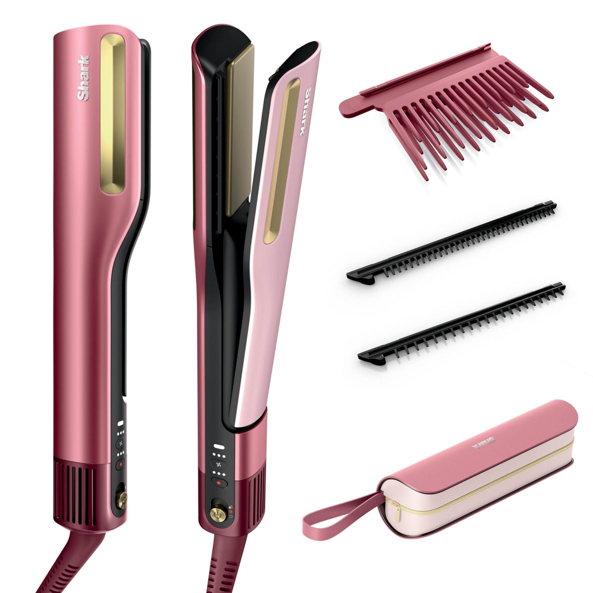 Shark SilkiPro Straightener + Uscător de păr, Roz [HT401EUPK]