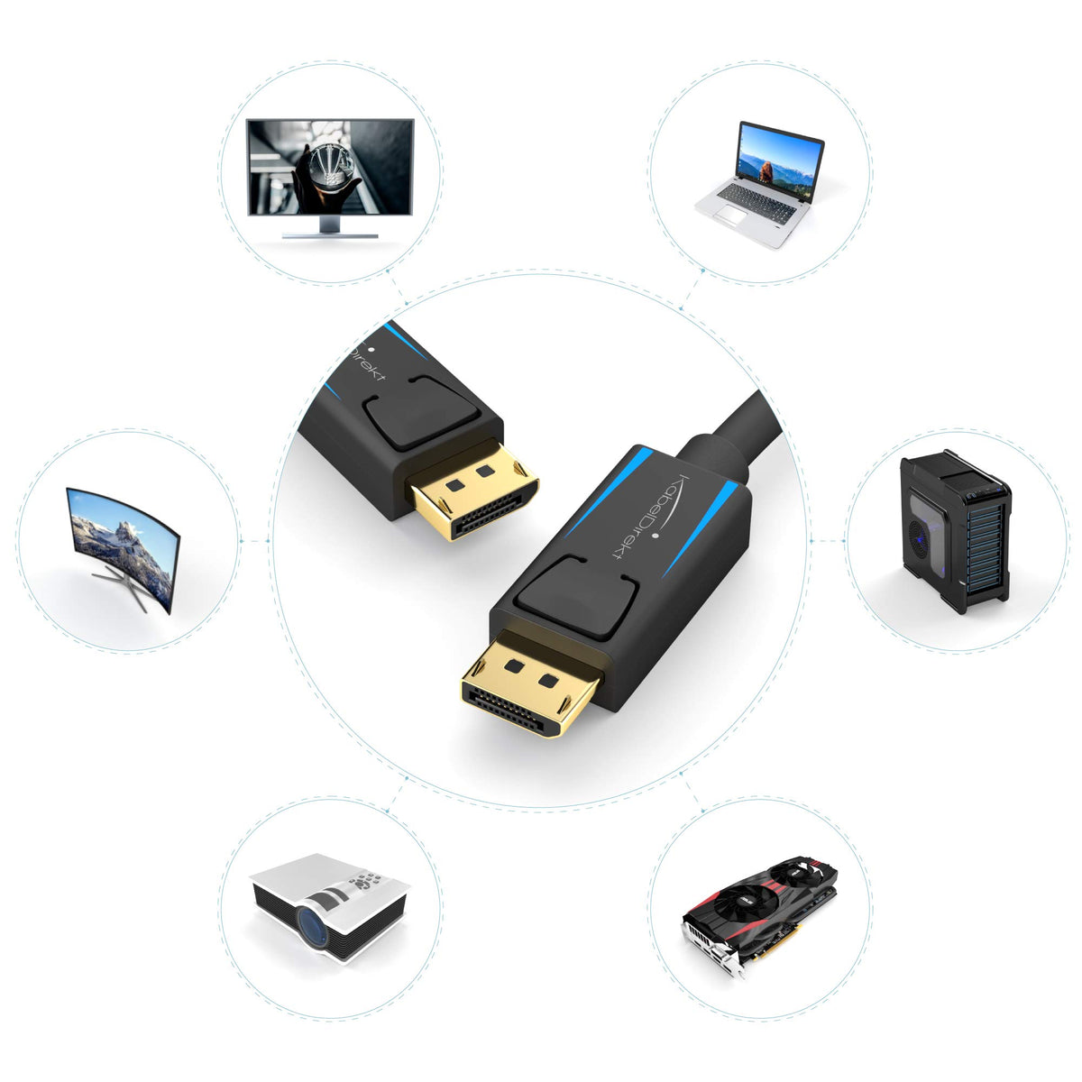 KabelDirekt – 8K și 4K DisplayPort-Kabel – 2x5m – v1.4, 240Hz - 1602
