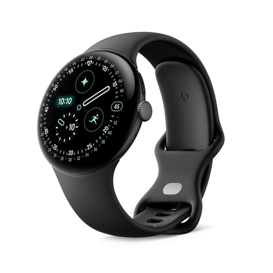 Google Pixel Watch 4 (45mm) - Android smartwatch with comprehensive health and fitness tracking and Gemini support - Matte Black aluminum body - Obsidian sports band - LTE