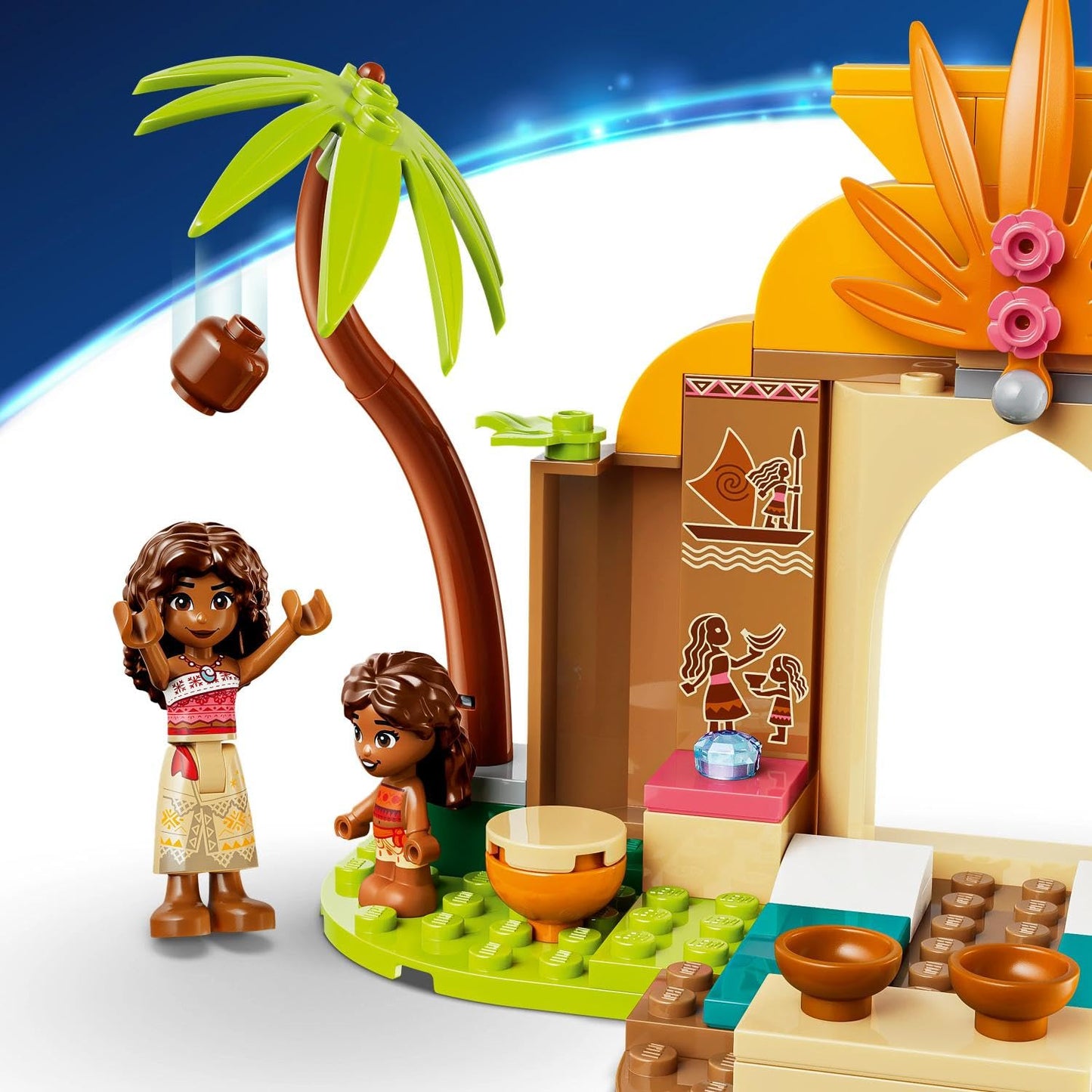 LEGO ǀ Disney Moana Vaiana's hut and boat - educational toy with 2 mini dolls and Pua animal figure - birthday gift for girls and fans aged 4 and over - 43282