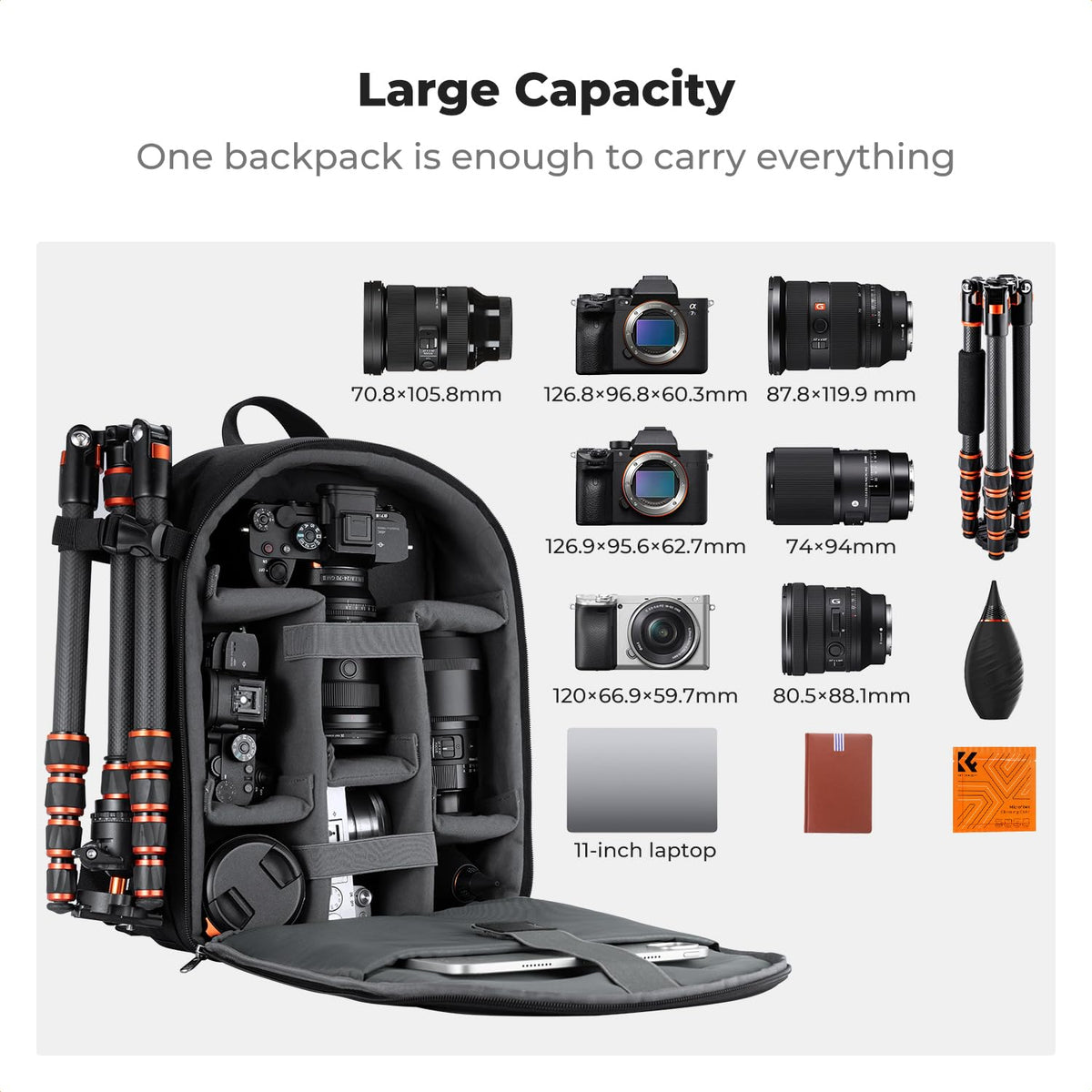 K&F CONCEPT camera backpack photo backpack compact & lightweight with rain cover - KF13.223