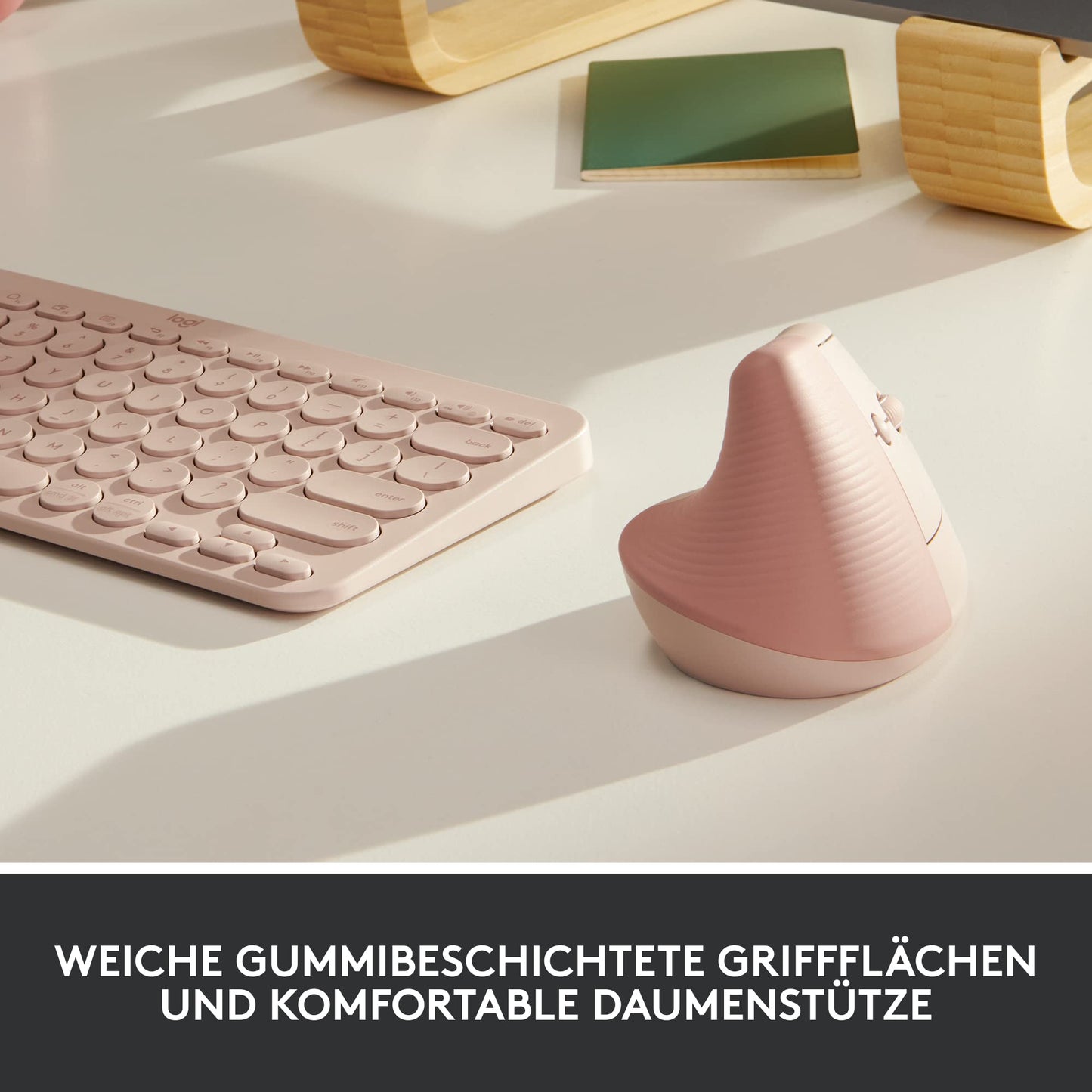 Logitech Lift Vertical Ergonomic Mouse, Wireless, Bluetooth or Logi Bolt USB Receiver, Quiet Clicks, 4 Buttons, Compatible with Windows/macOS/iPadOS, Laptop, PC - Pink - 910-006478