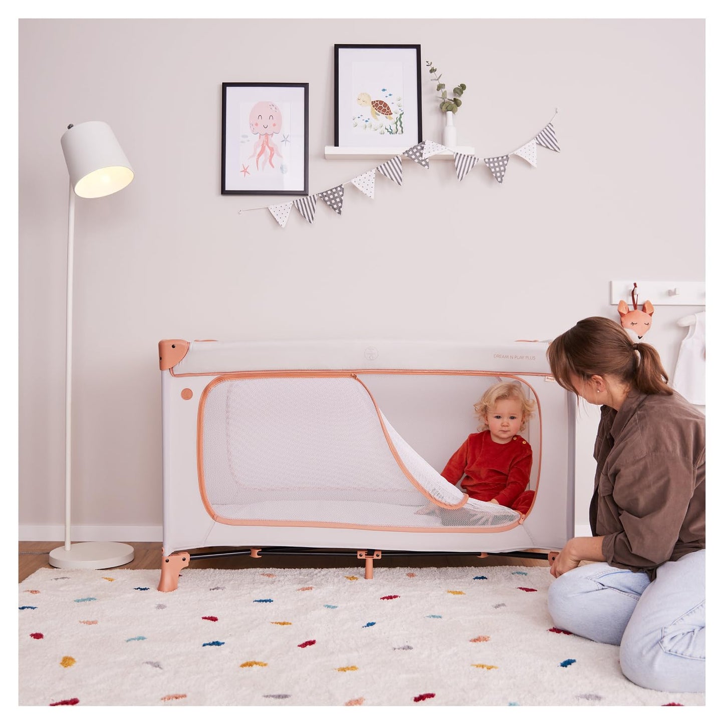 hauck travel cot baby with XL play opening, Dream N Play Plus Dusty Mint - 600993