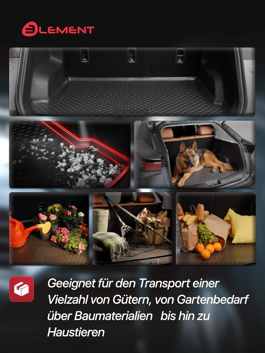 ELEMENT Passgenaue Premium Antirursch Kofferraummatte Laderaumwanne passend für SKODA Elroq | 2024 - Heute | SUV 5-Türer | 100% passgenaue Antirutschmatte Auto, Gummimatte Auto, Kofferraum Schutzmatte - EXP.ELEMENTA72129B13