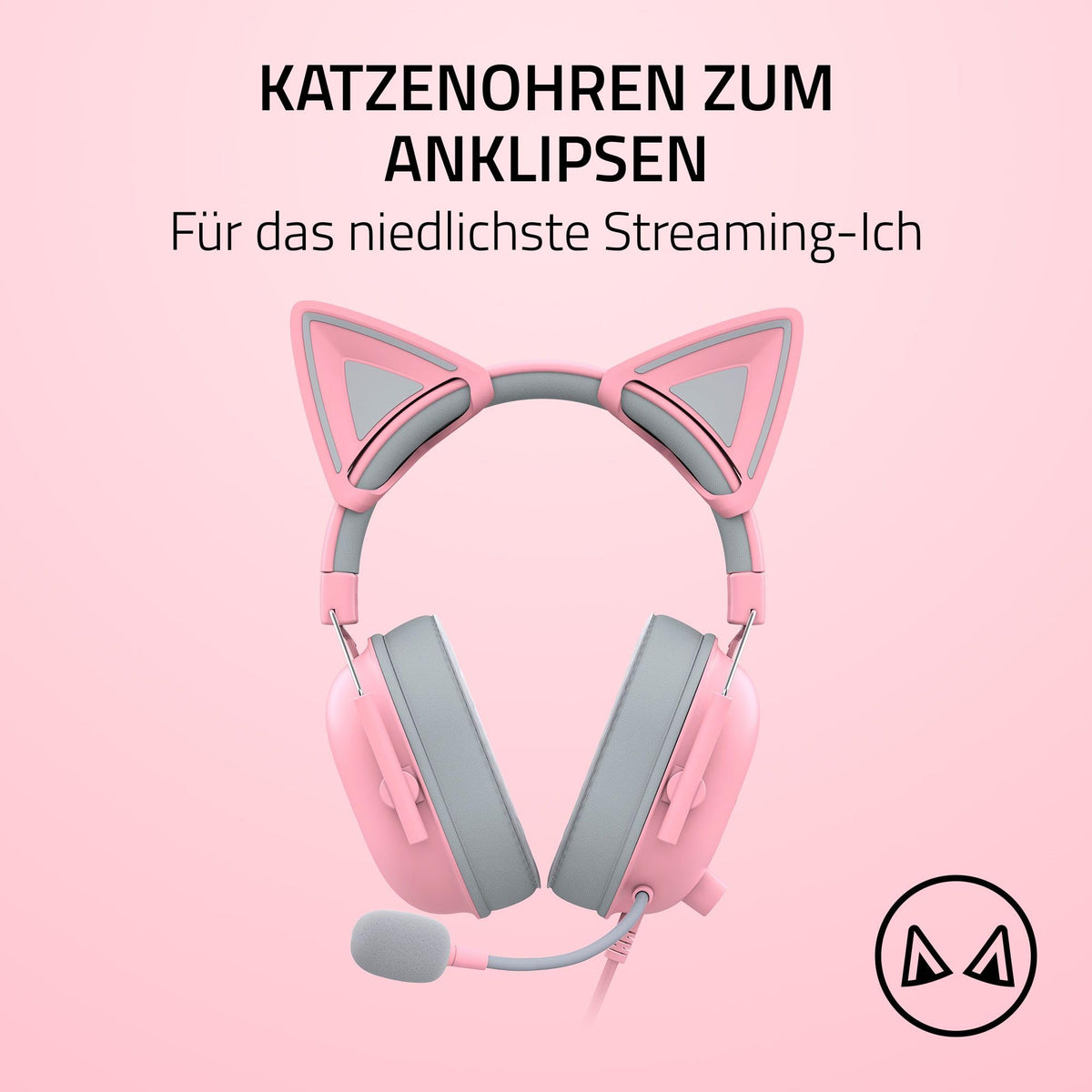 Razer Kitty Ears V2 - Urechele universale clip-on pentru headsets (urechele clip-on, versatile, benzi ajustabile, 26g din silicon premium) Quartz - RC21-02230200-R3M1