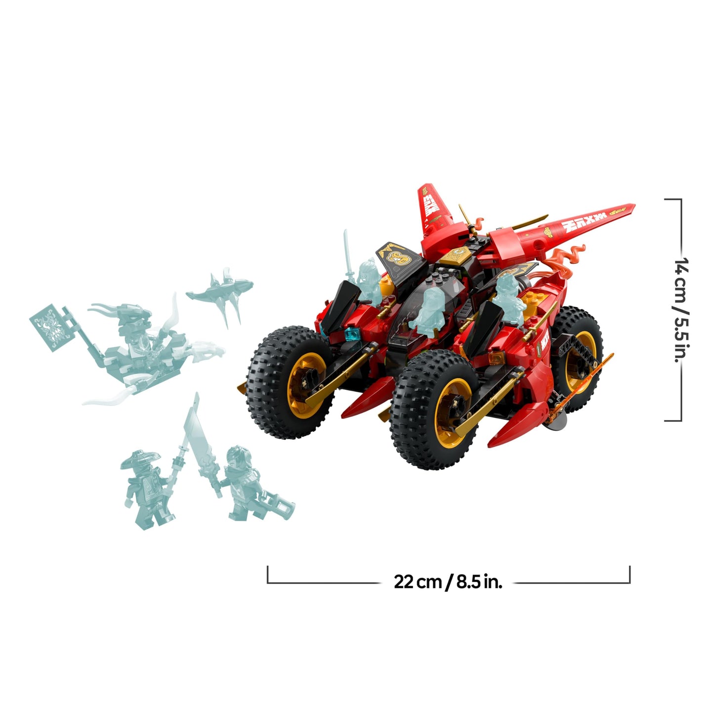 LEGO NINJAGO Ninja Action Speedster - 3-in-1 toy with 2 ninja bikes, 1 jet and 6 minifigures, including Kai and Frak - Rise of the Dragons Gift for boys aged 8 and up - 71844