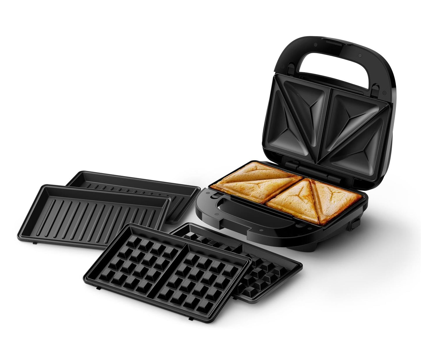Philips 5000 Series 3-in-1 Sandwich Maker - Sandwiches, Waffles and Paninis, Non-stick, Interchangeable Plates, Cutting and Sealing. 750W, Black (HD2350/80)