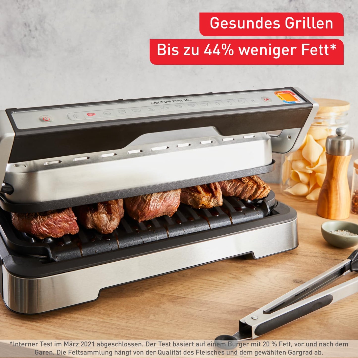 Tefal OptiGrill 4in1 XL contact grill with baking tray, foldable, table grill, 12 programs, cooking level display, electric grill, oven, GC784D10