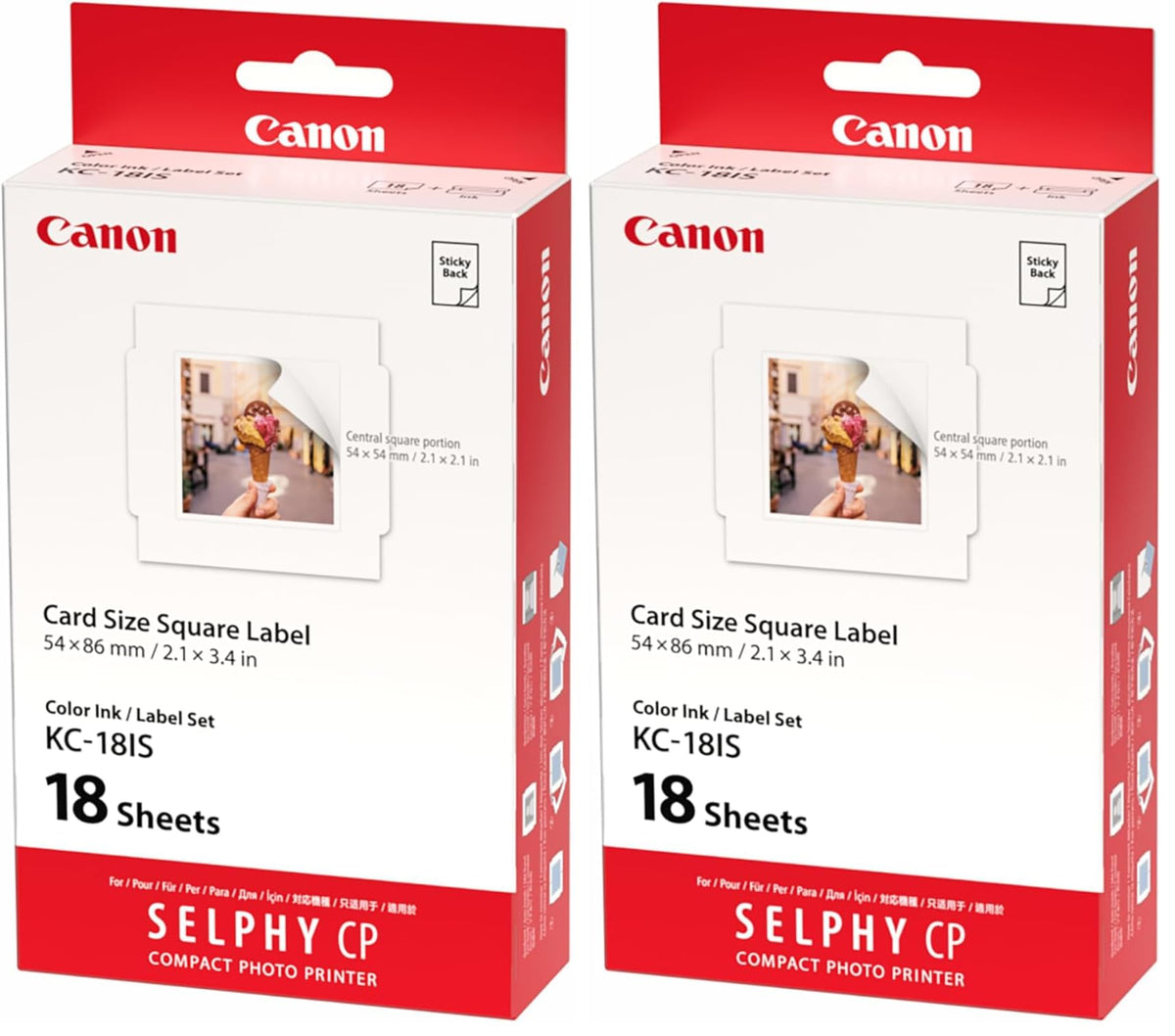 Canon KC-18 is 5 x 5cm Sticker Paper for Selphy Printers (Pack of 2) - KC-18IS