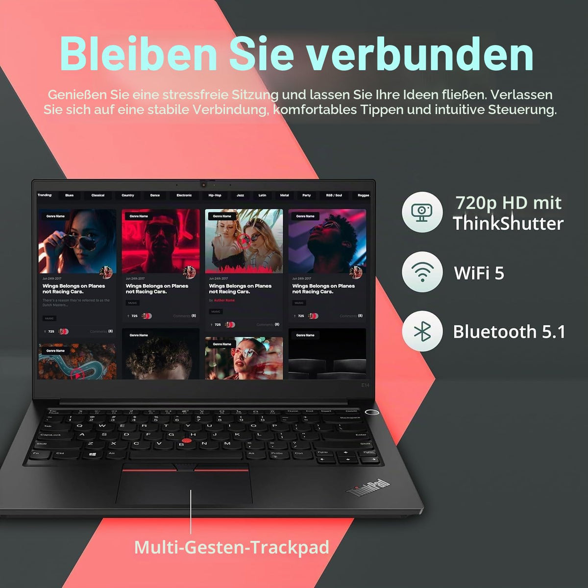 Lenovo ThinkPad E14 Gen 1 Business Laptop, 14-inch FHD Notebook, Intel Core i5-10210U, 16GB RAM, 512GB SSD, US Keyboard, Windows 11 Pro (Renewed)