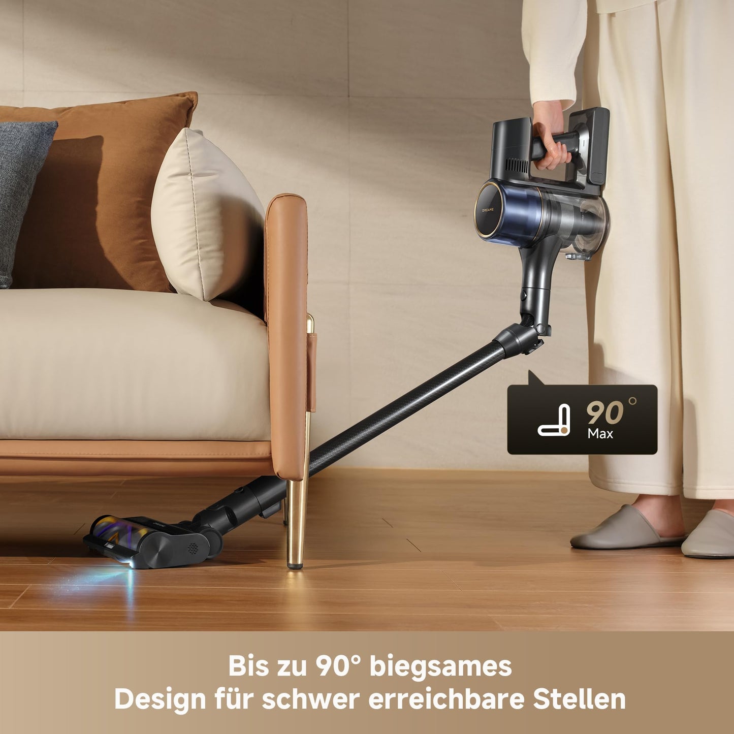 dreame R20 Pro-A cordless vacuum cleaner, anti-tangle hair cutting system, 90° flexible, LED display, up to 600 W / 26,000 Pa, for carpets and hard floors, CelesTect light, up to 90 min - VRV73H