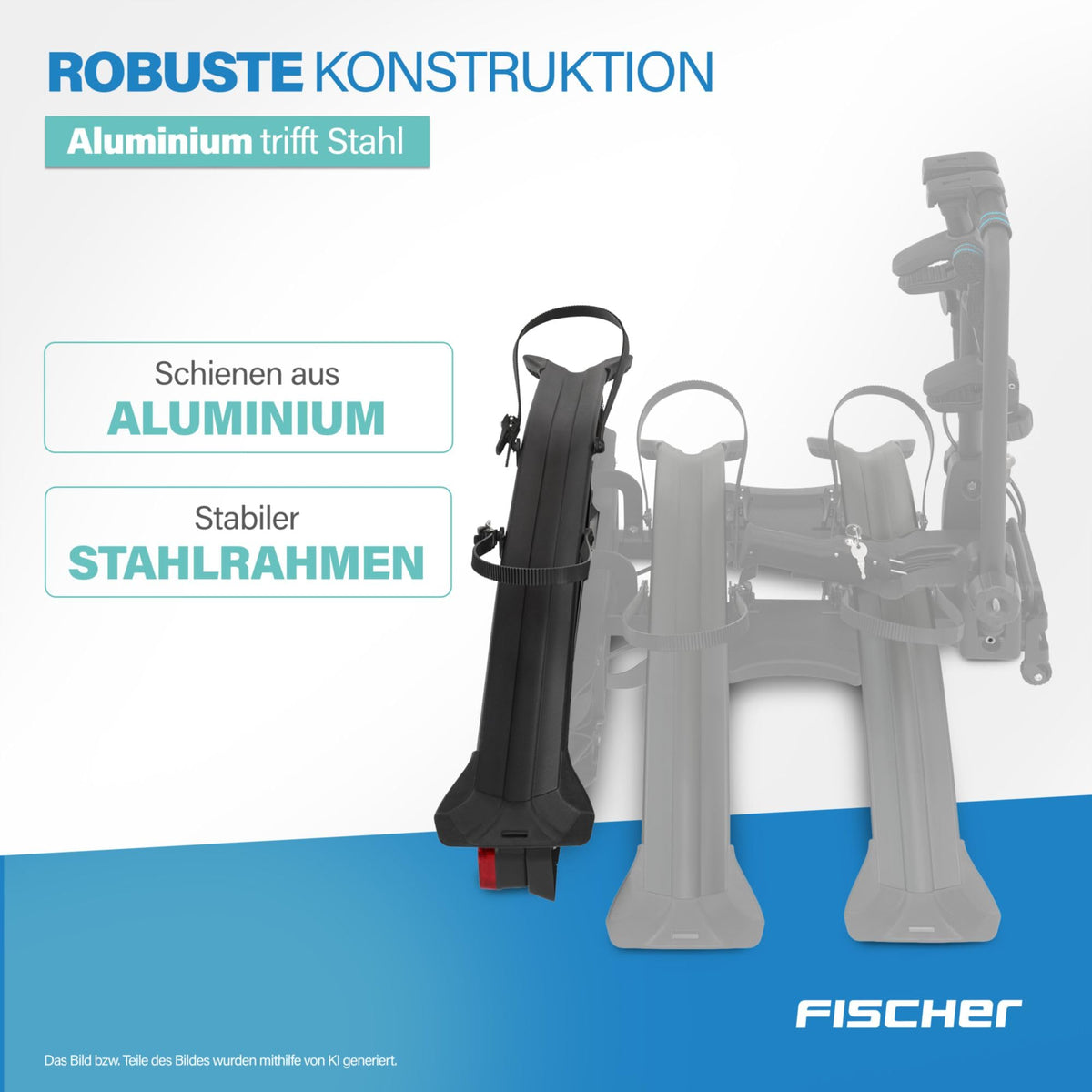 Fischer extension set for RoadLine Black bike rack, including mounting material, for a 3rd bike, black - 103812