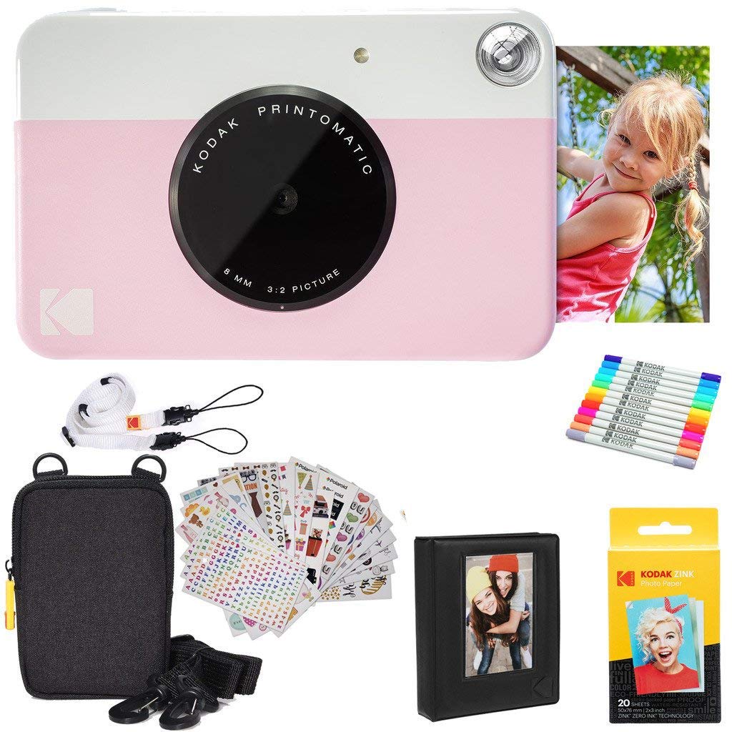 Kodak PRINTOMATIC Digital Instant Print Camera, Full Color Prints on Zink 2x3 Photo Paper with Adhesive Backing Print Memories Instantly (Neon Green), 50 Pack Paper Bundle - AMZRODOMATICK3PK