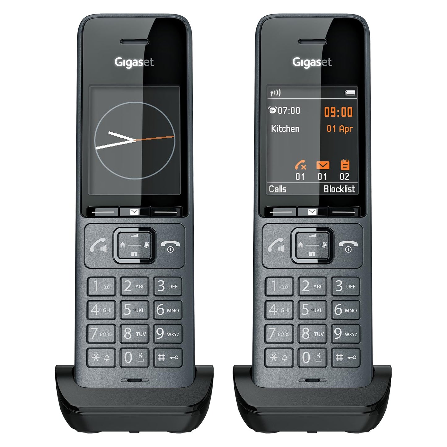 Gigaset Comfort 520HX Duo - 2 DECT handsets with charging cradle - Fritzbox compatible, cordless telephone for router & DECT base, titanium black [Compatible in DE, IT, FR, NL, BE, CHE, AUT] [Without base]