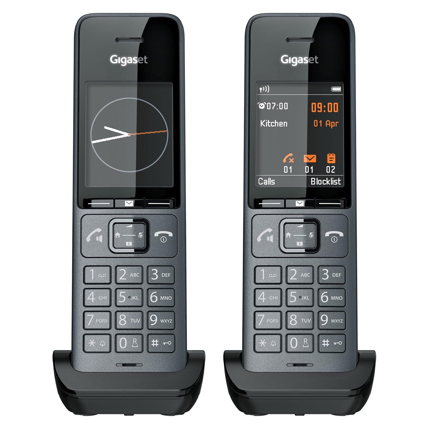 Gigaset Comfort 520HX Duo - 2 DECT handsets with charging cradle - Fritzbox compatible, cordless telephone for router & DECT base, titanium black [Compatible in DE, IT, FR, NL, BE, CHE, AUT] [Without base]