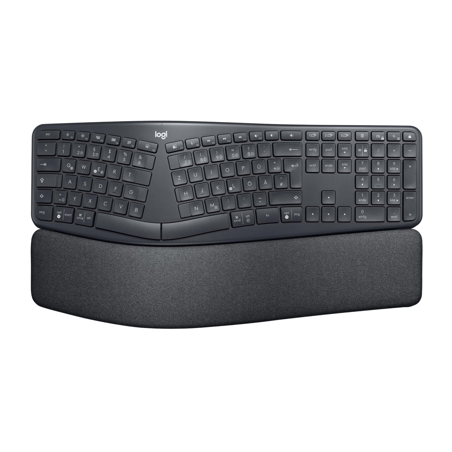 Logitech ERGO K860 Wireless Ergonomic Keyboard - Split Keyboard, Wrist Rest, Natural Typing, Stain-Resistant Material, Bluetooth and USB Connection, for Windows/Mac - Graphite - 920-009167