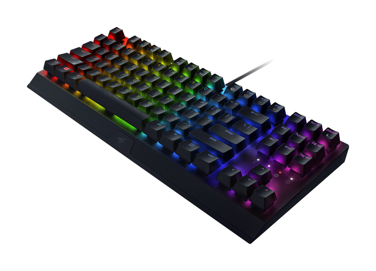 Razer BlackWidow V3 Tenkeyless (Green Switch) - Tastatur mecanică pentru gaming fără bloc numeric (Switch-uri mecanice clicante, compactă, taste complet programabile) QWERTZ DE-Layout | Negru - RZ03-03490400-R3G1