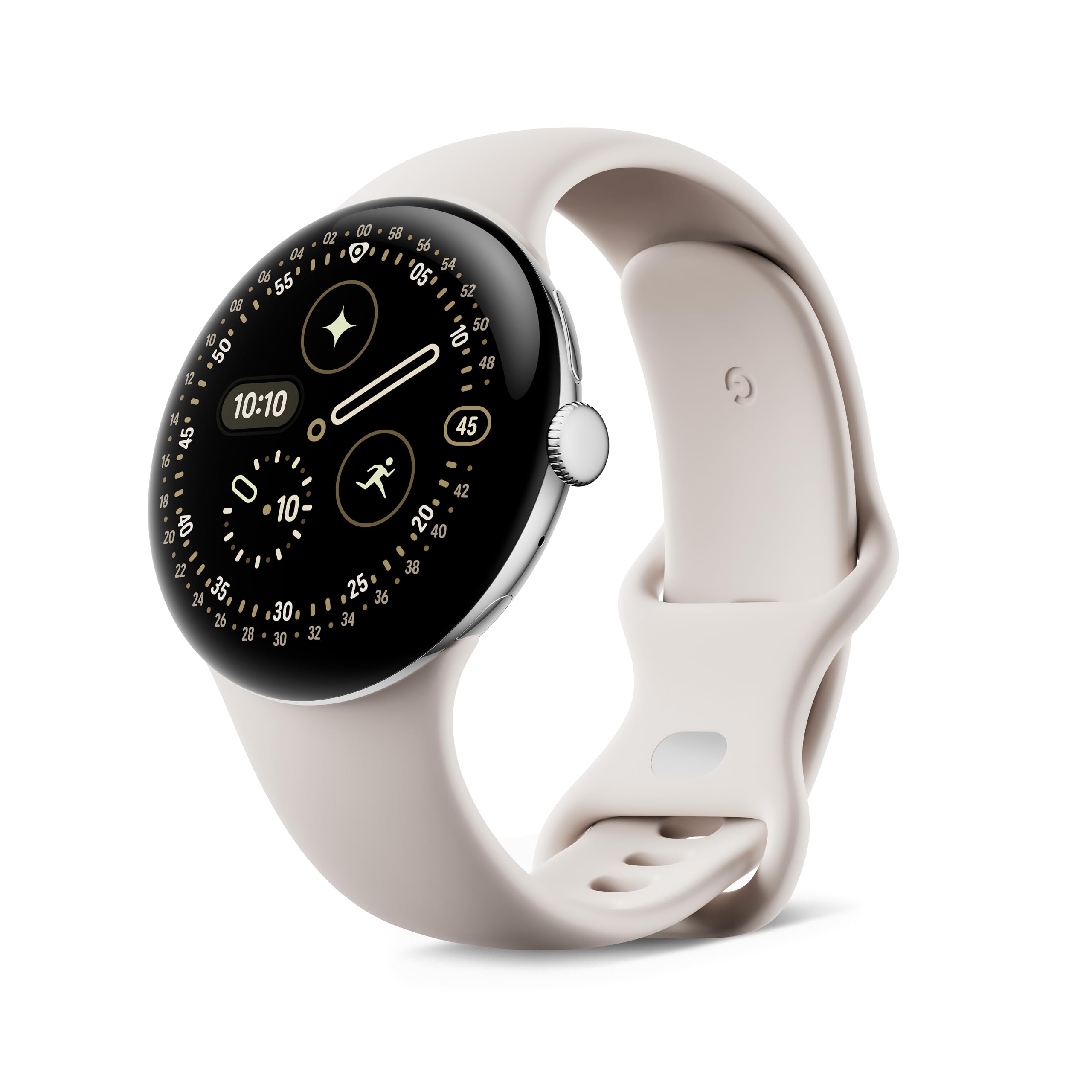Google Pixel Watch 4 (45mm) - Android smartwatch with comprehensive health and fitness tracking and Gemini support - Polished Silver aluminum body - Porcelain sports band - LTE