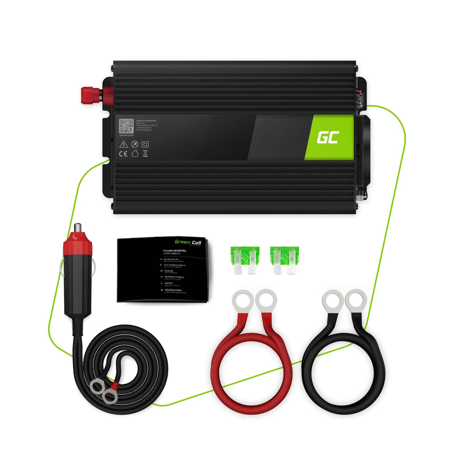 Green Cell 300W/600W 12V to 230V Pure Sine Volt Car Voltage Converter Inverter Converter Pure Sine Wave Power Solar Inverter DC AC Converter Current Converter Cigarette Lighter Socket - INV05DE