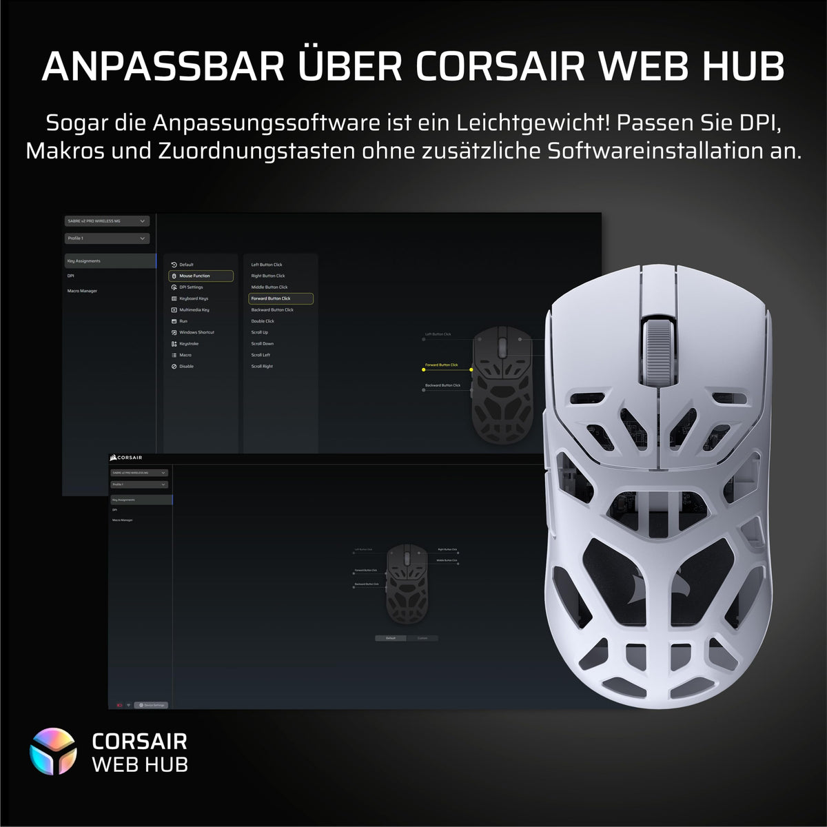 Corsair Sabre v2 PRO Mouse de gaming wireless MG FPS – Alb - CH-931G101-WW