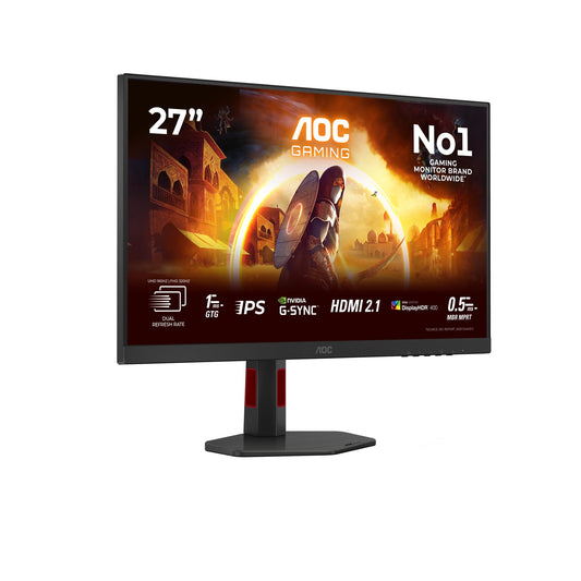 AOC U27G4R Monitor de Gaming de 27 Zoll cu Hub USB, mod dual, panou Fast IPS, 1ms GtG, Adaptive Sync, HDR400, compatibil G-Sync, ajustare pe înălțime, (3840x2160@160Hz; 1920x1080@320Hz HDMI 2X 2.1 DP 1x 1.4) Negru