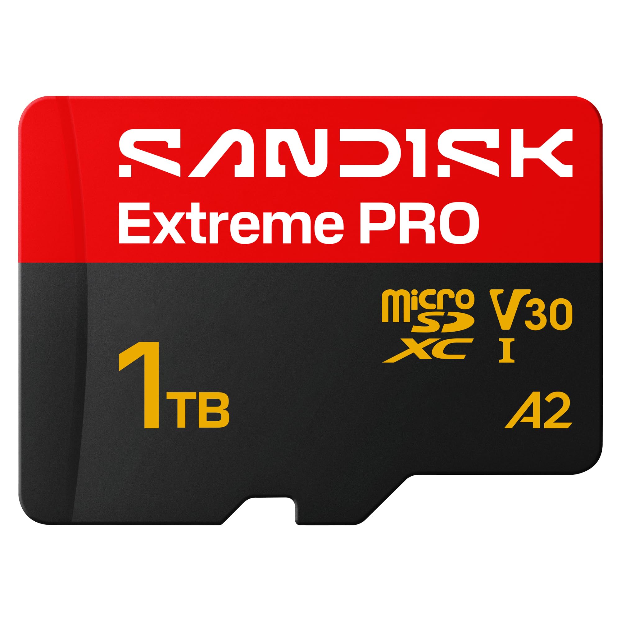 SANDISK Extreme PRO microSDXC 1TB, UHS-I Card + SD Adapter (up to 250 MB/s Read, up to 170 MB/s Write, 5K, 3K, 4K UHD, C10, V30, U3, A2) - SDSQXCJ-1T00-GS6MA