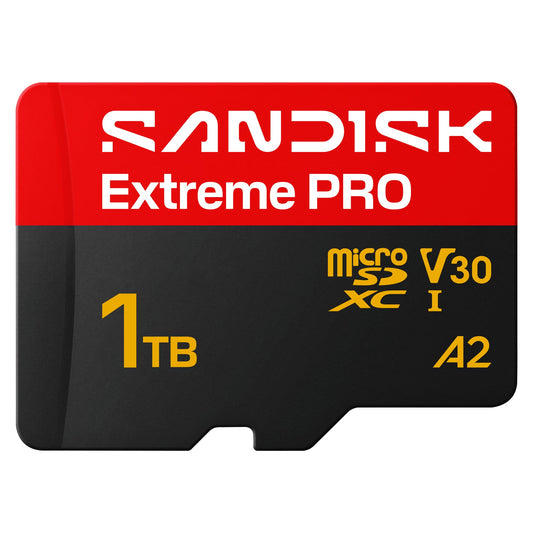 SANDISK Extreme PRO microSDXC 1TB, UHS-I Card + SD Adapter (up to 250 MB/s Read, up to 170 MB/s Write, 5K, 3K, 4K UHD, C10, V30, U3, A2) - SDSQXCJ-1T00-GS6MA