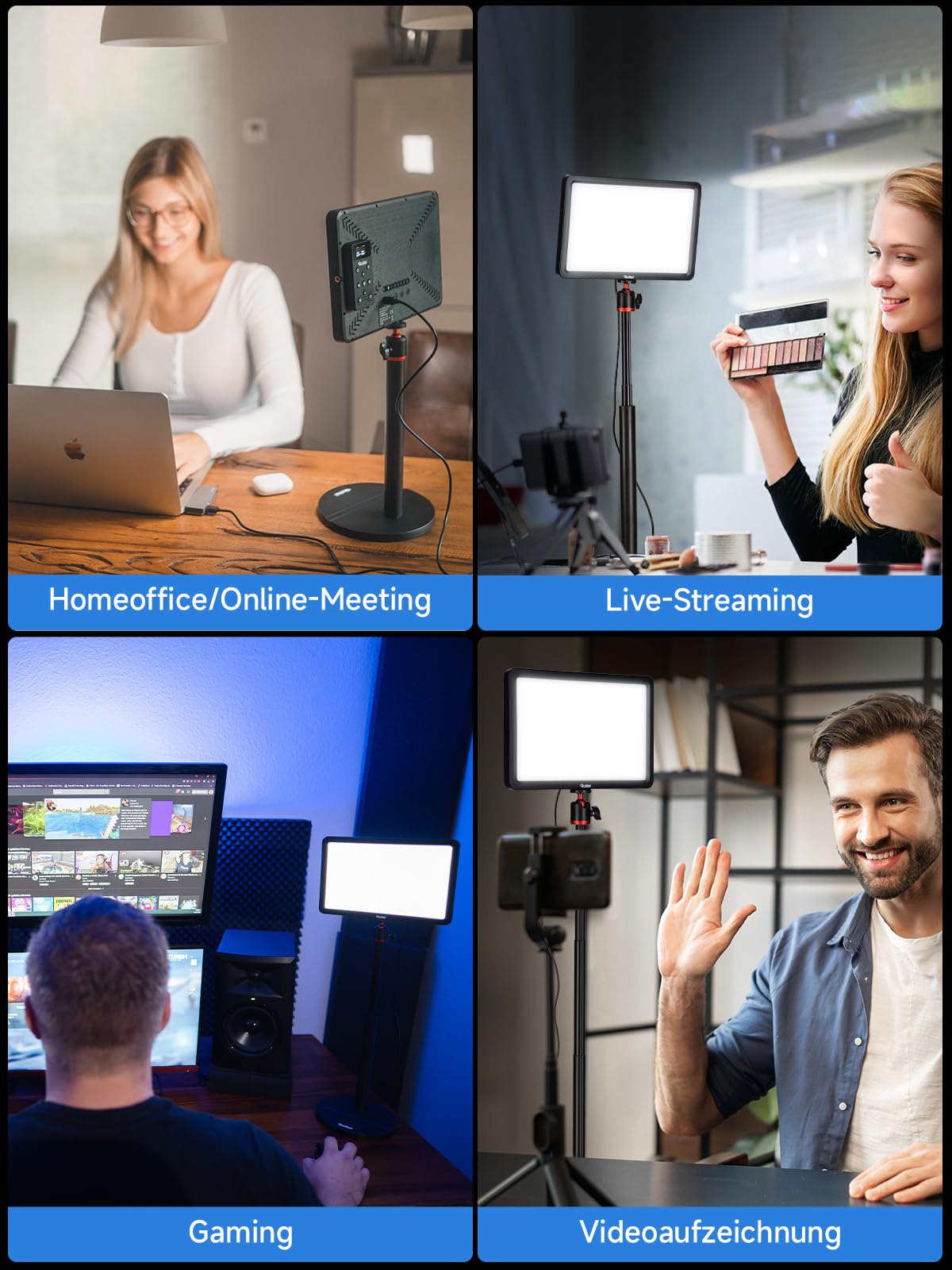 Rollei Lumis Key-Light, LED video light including table tripod and a remote control on the cable. Large bi-color desktop light with 192 dimmable LEDs (96 warm white + 96 cool white) - 28623