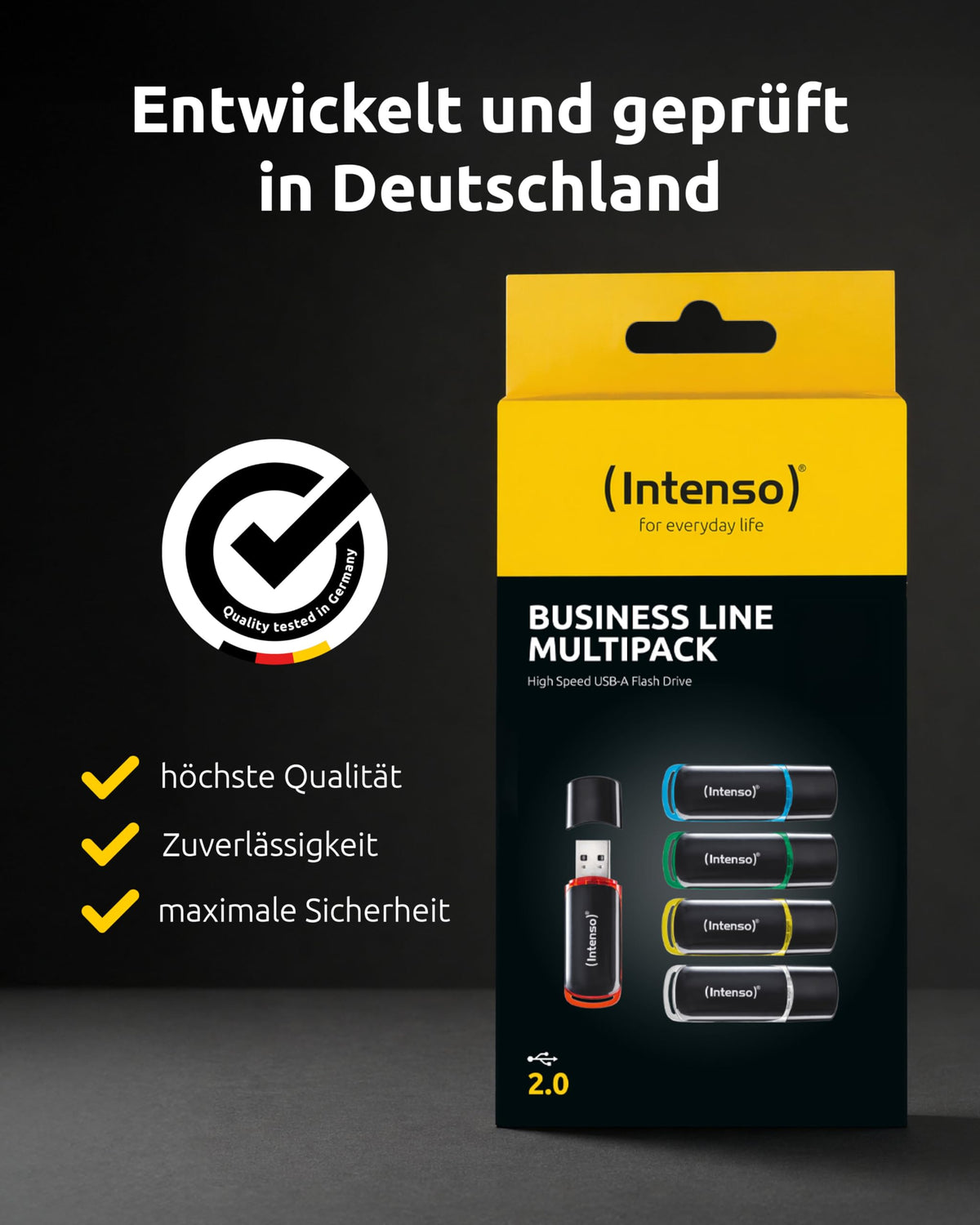 Intenso USB Stick Business Line Multipack 16GB 5-Pack – USB 2.0 High Speed USB-A Flash Drive – up to 28 MB/s – compatible with Windows & Mac - 3511575