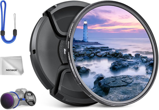 NEEWER 77mm ND2-32 (1-5 Stops) Variable ND Filter Gray Filter with Lens Cap Cleaning Cloth, Precise Adjustment of Neutral Density, Multi-Coated Optical Glass, Camera Photography Accessories - NW