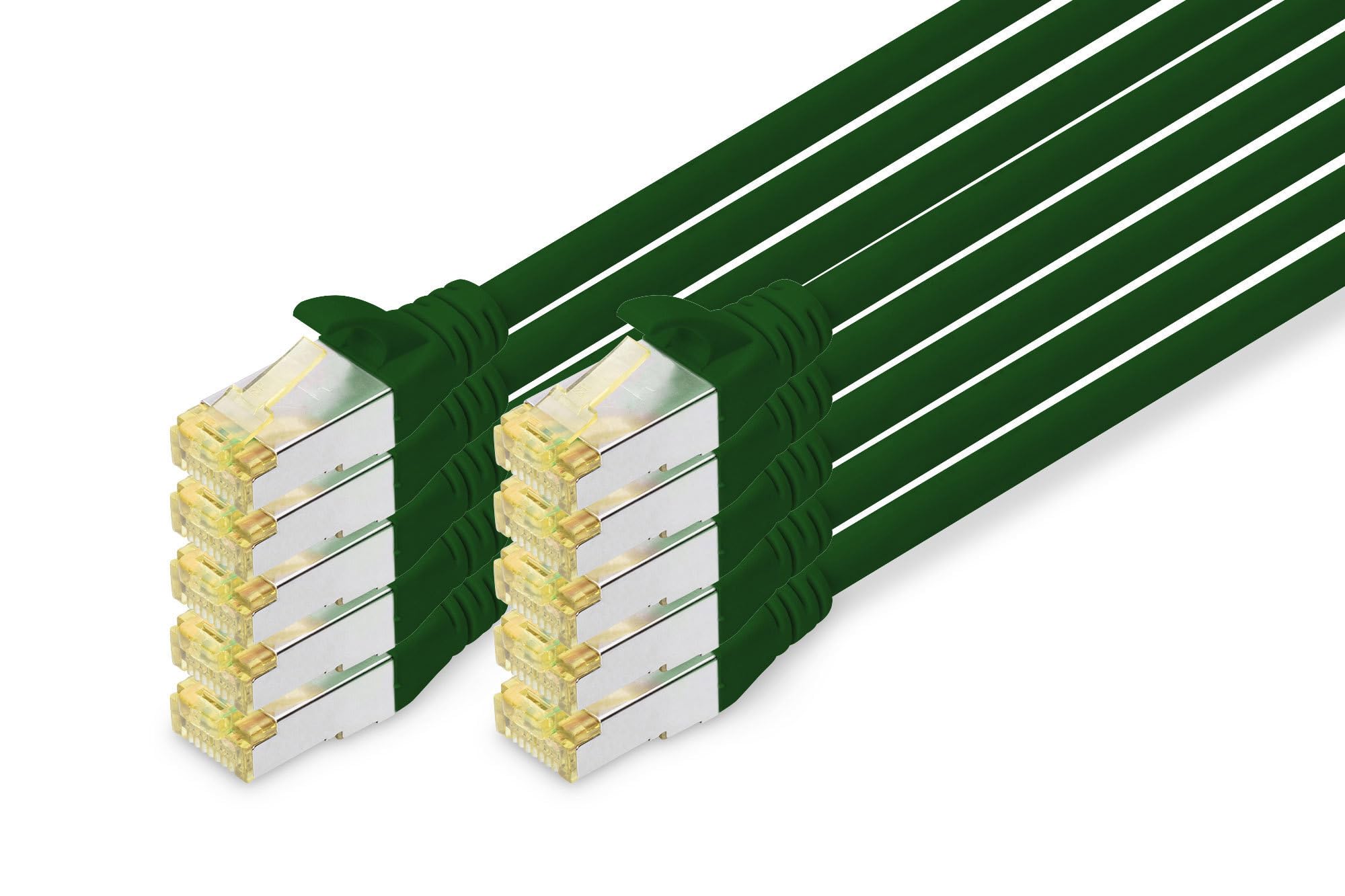 DIGITUS LAN cable Cat 6A – 3 m – 10 pieces – S/FTP shielded – green - DK-1644-A-030-G-10