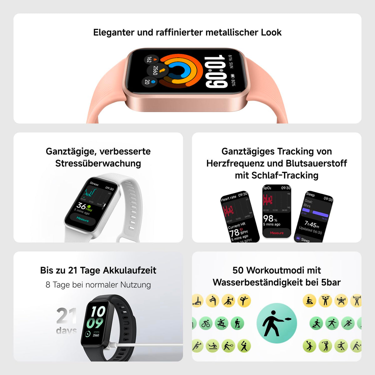 Xiaomi Band 11 Active, Fitness tracker for women & men, Pink - M2561B1