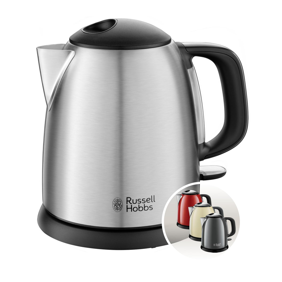 Russell Hobbs Kettle, 1.0 l, Brushed Stainless Steel, 2400 Watt - 24990-70