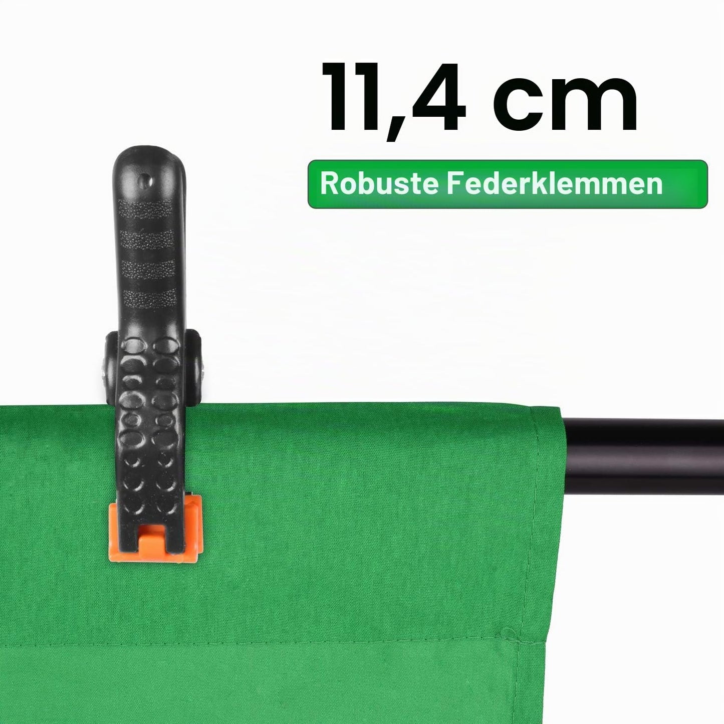 EMART Green Screen 3 x 6M, Chromakey Muslin Green Screen Background Photography, Green Photo Background Fabric with 4 Spring Clamps for Video, Portrait, Photo Shooting - EM-3060M-G