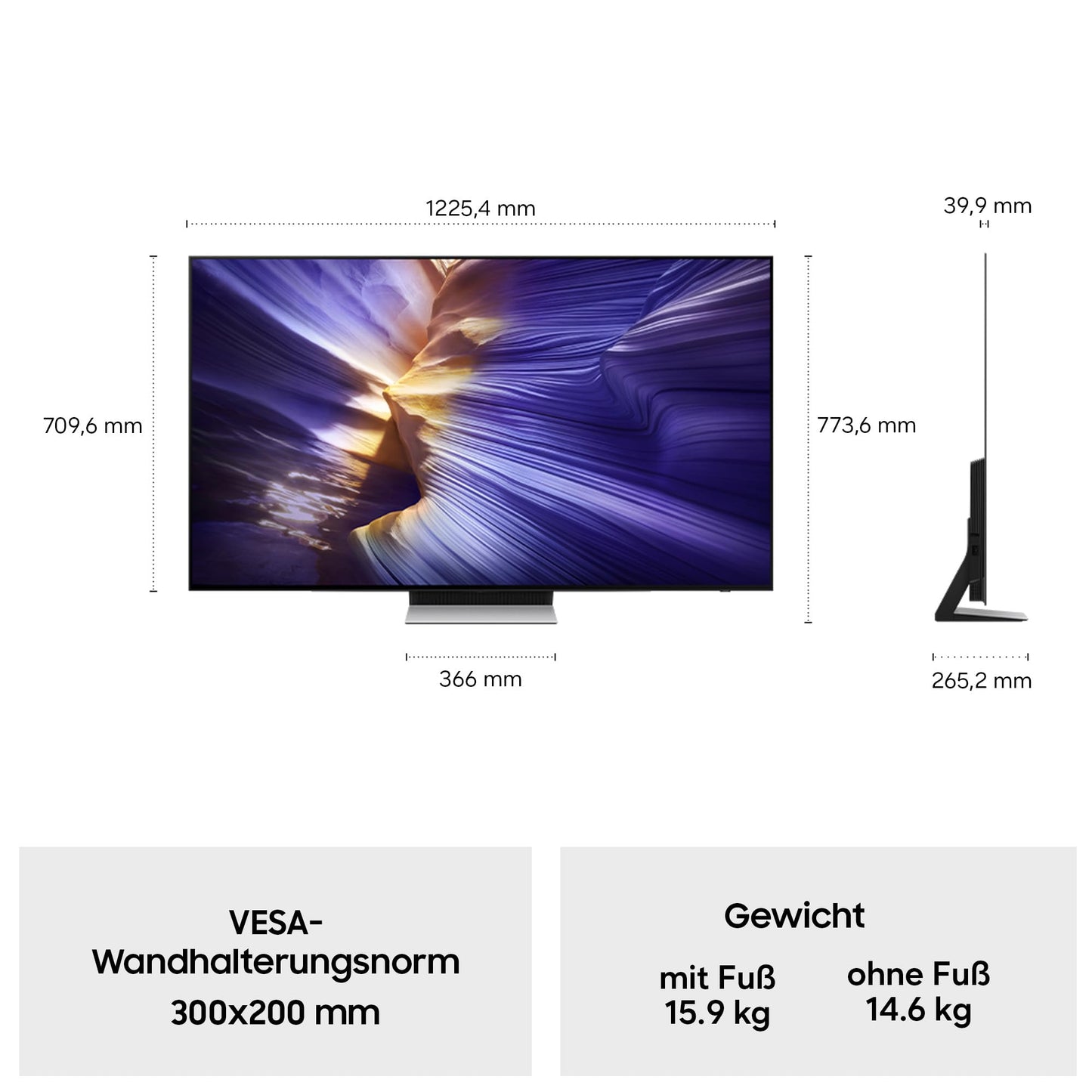 Samsung OLED 4K S90F 55 inch (138 cm), UHD TV, optimized for football and gaming, NQ4 AI Gen3 processor, OLED HDR+, 4K Upscaling Pro, Dolby Atmos, Motion Xcelerator, Samsung Vision AI Smart TV - GQ55S90FAE