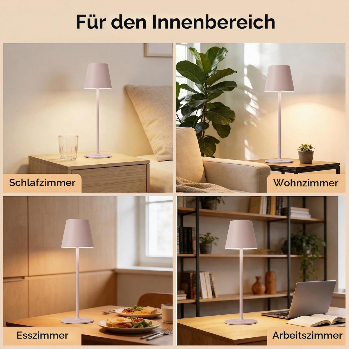 UPXNBOR LED Table Lamp Wireless 2-Piece Set, Metal Table Lamp for Outdoor & Indoor - UP-WSA