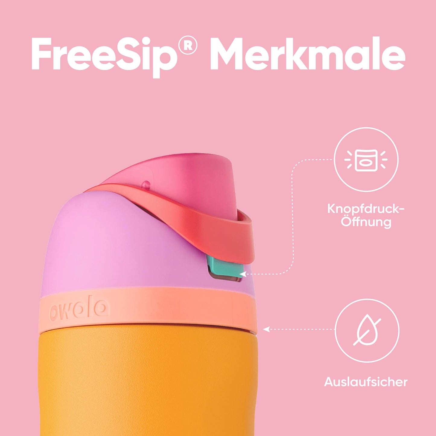 Owala FreeSip Insulated Stainless Steel Drinking Bottle with Straw, 710ml - BPA Free, Ideal for Sports, Fitness, Outdoor and Travel, Tropical - C05131