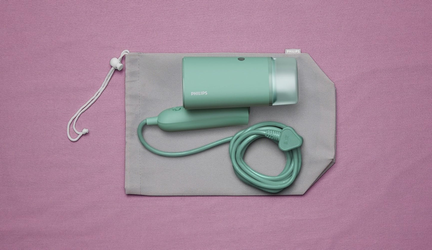 Philips 3000 Series Portable Steamer - 1000W, Compact and Foldable, 100ml Water Tank Constant Steam Output 20g/min, No Ironing Board Required, Green (STH3010/70)