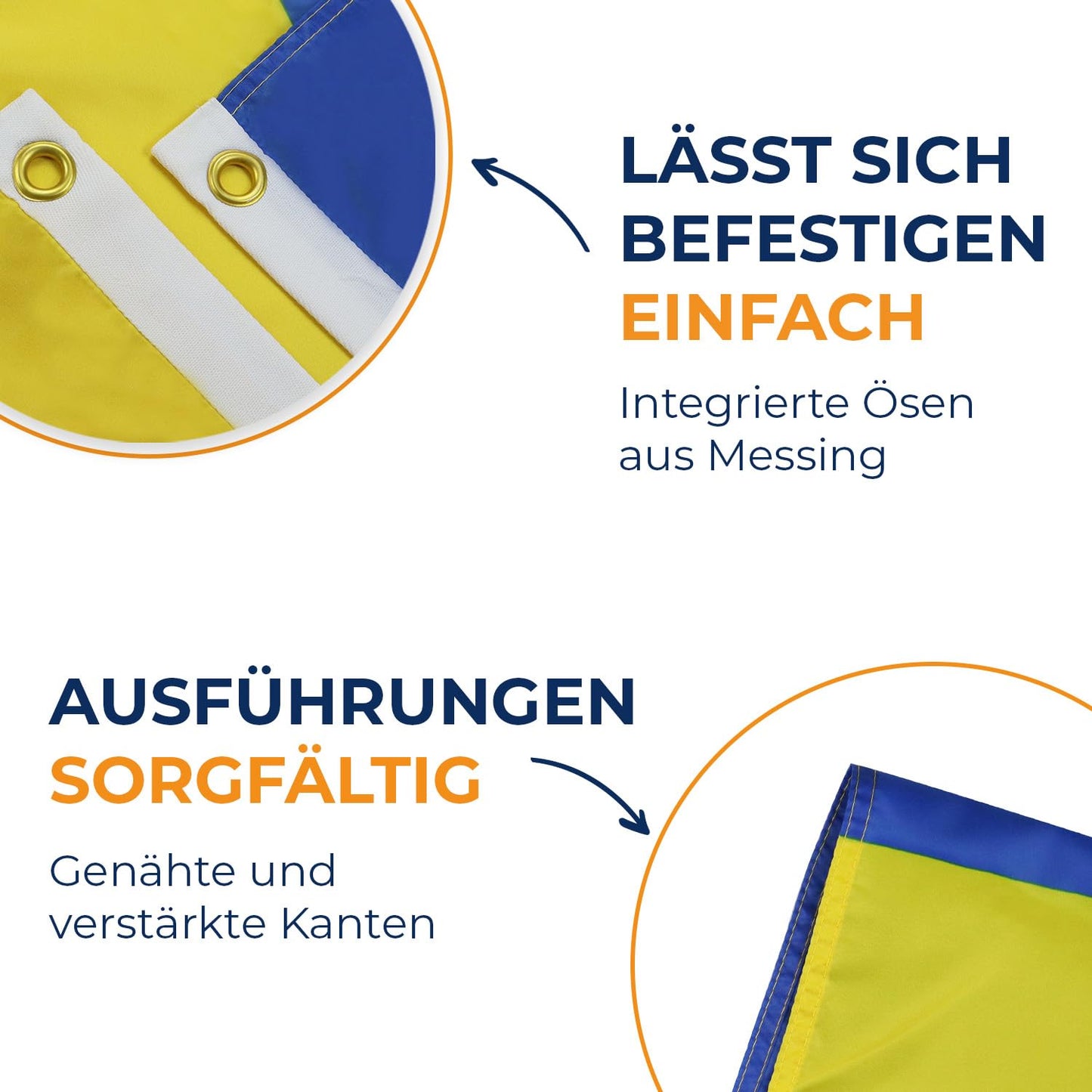 AZ FLAG - Ukraine Flag - 250x150 cm - Large Ukrainian Flag 100% Polyester with Brass Eyelets - 300g - K_214