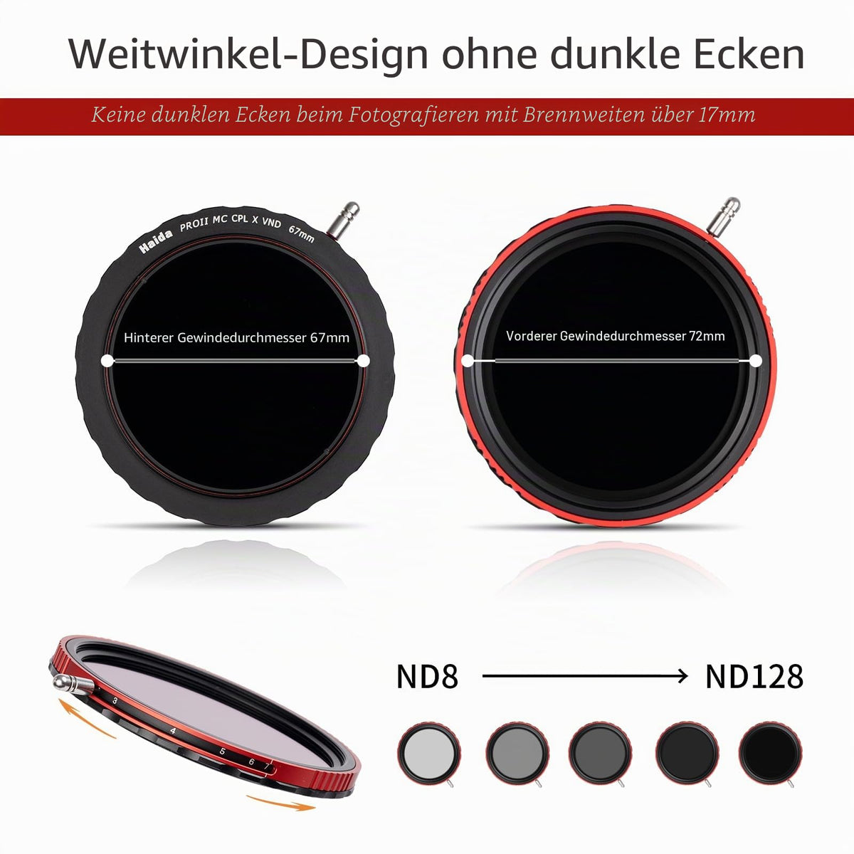 Haida Pro II CPL-VND 2-1 Filter - 72 mm, Circular Polarizer and Variable ND Filter in One - HD478172