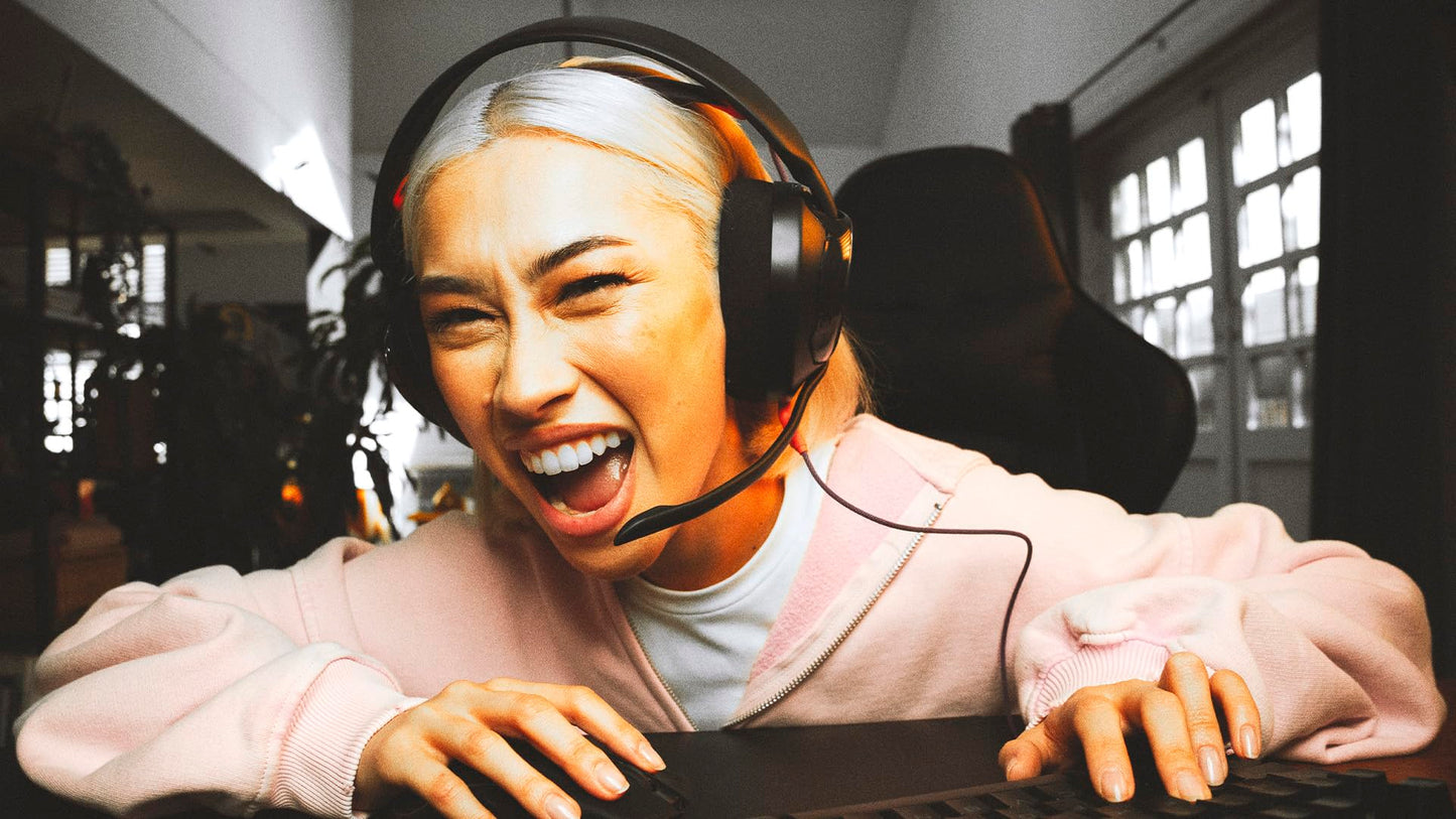 JBL Quantum 250 Wired Over-Ear Gaming Headphones, JBL Quantum Spatial Sound, Noise Canceling Microphone, 3.5mm Cable, Compatible with Apple/PC/Xbox/PlayStation/Nintendo Switch, White - JBLQTUM250WHT