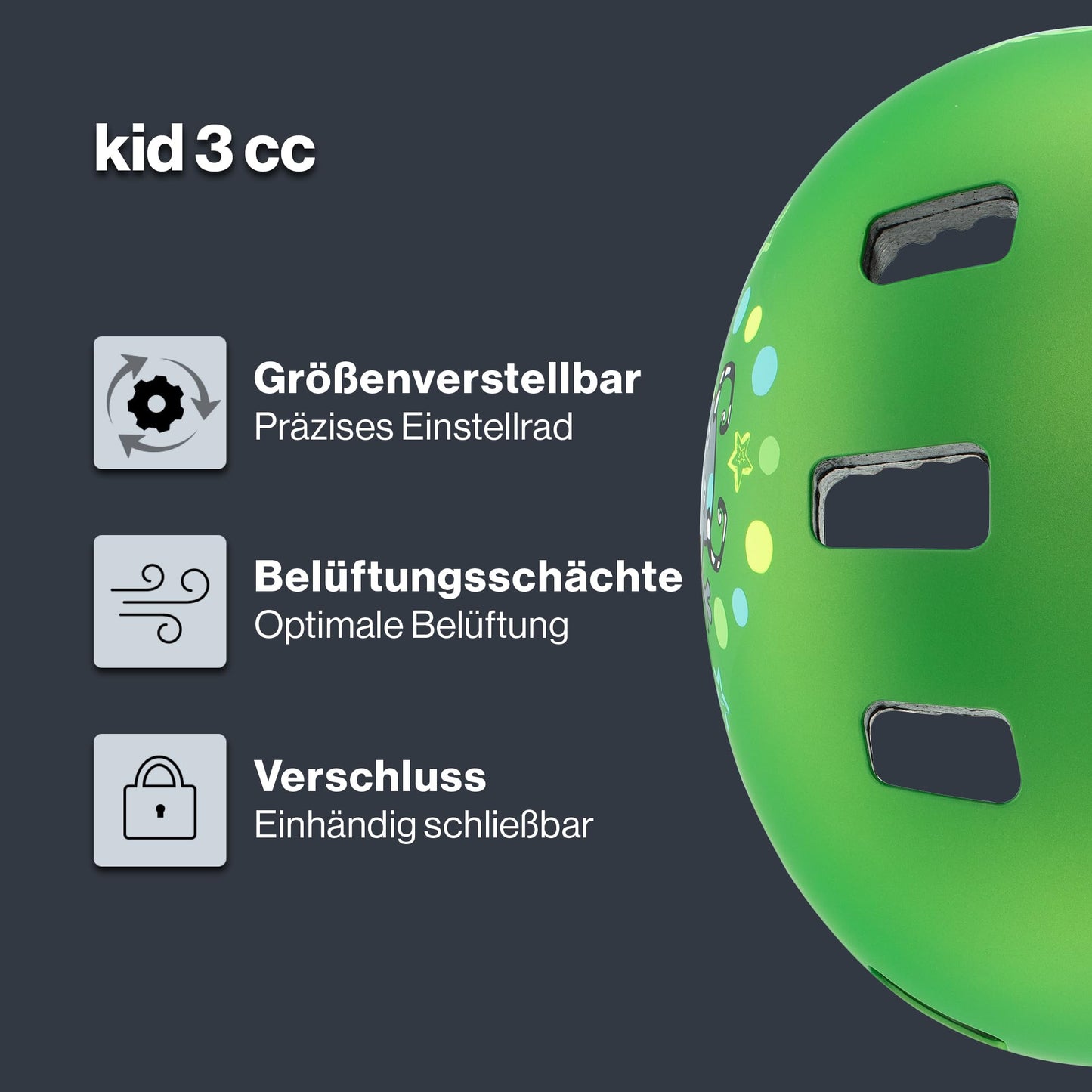 uvex Kid 3 cc - robust bicycle helmet for children - individual size adjustment - optimized ventilation - green matt - 51-55 cm - S4149050115