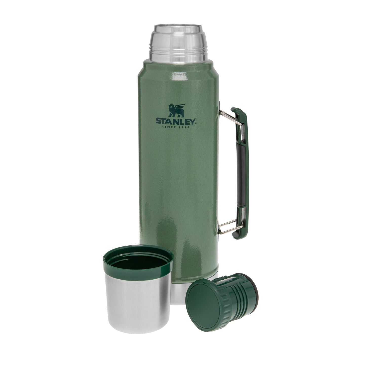 Stanley 1913 Classic Legendary Thermos Bottle 1L - Thermos Keeps Hot or Cold for 24 Hours - Stainless Steel Thermos Flask - BPA Free - Dishwasher Safe - Hammertone Green - 10-08266-001