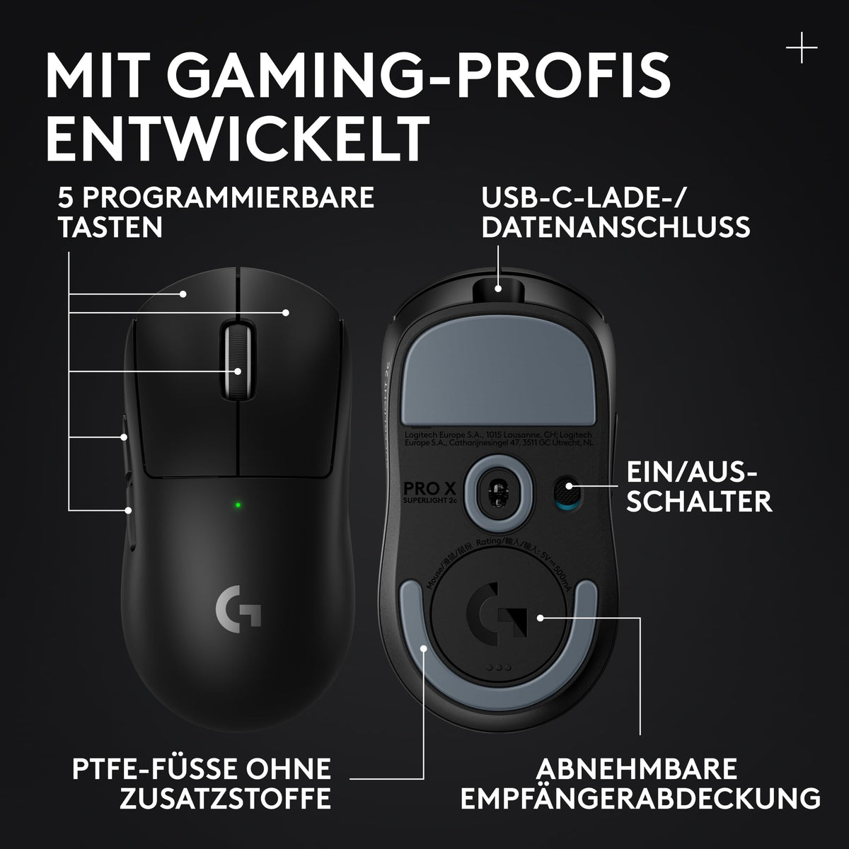 Logitech G PRO X Superlight 2c SE Gaming-Maus - Schwarz - 910-007801