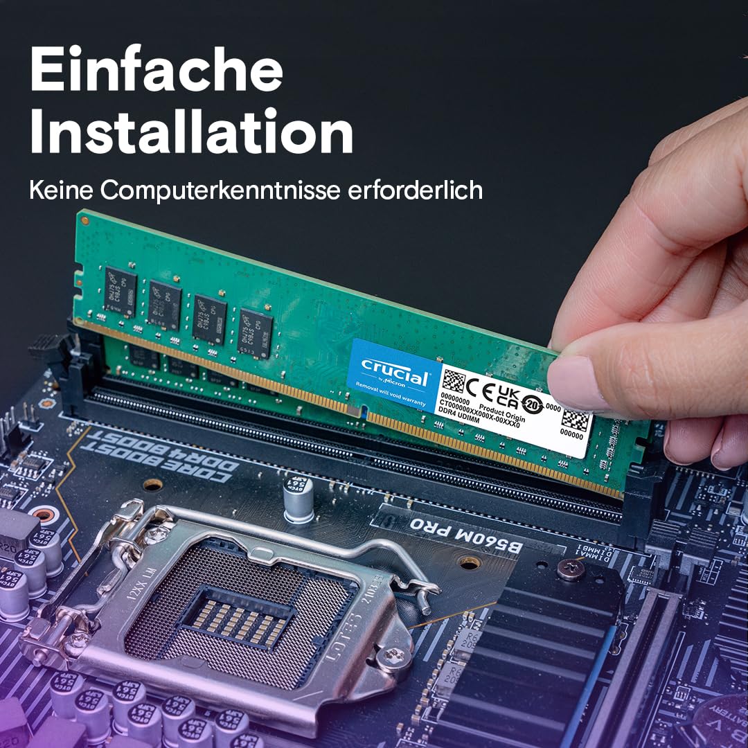Crucial DDR4 RAM 8GB 2400MHz CL17, memorie RAM pentru PC, - CT8G4DFS824A